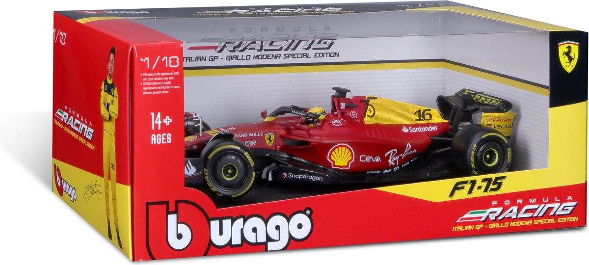 Ferrari F1-75 No.16 Monza Livery 75th Anniversary 2022 C. Leclerc - 1:18