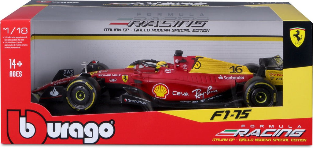 Ferrari F1-75 No.16 Monza Livery 75th Anniversary 2022 C. Leclerc - 1:18